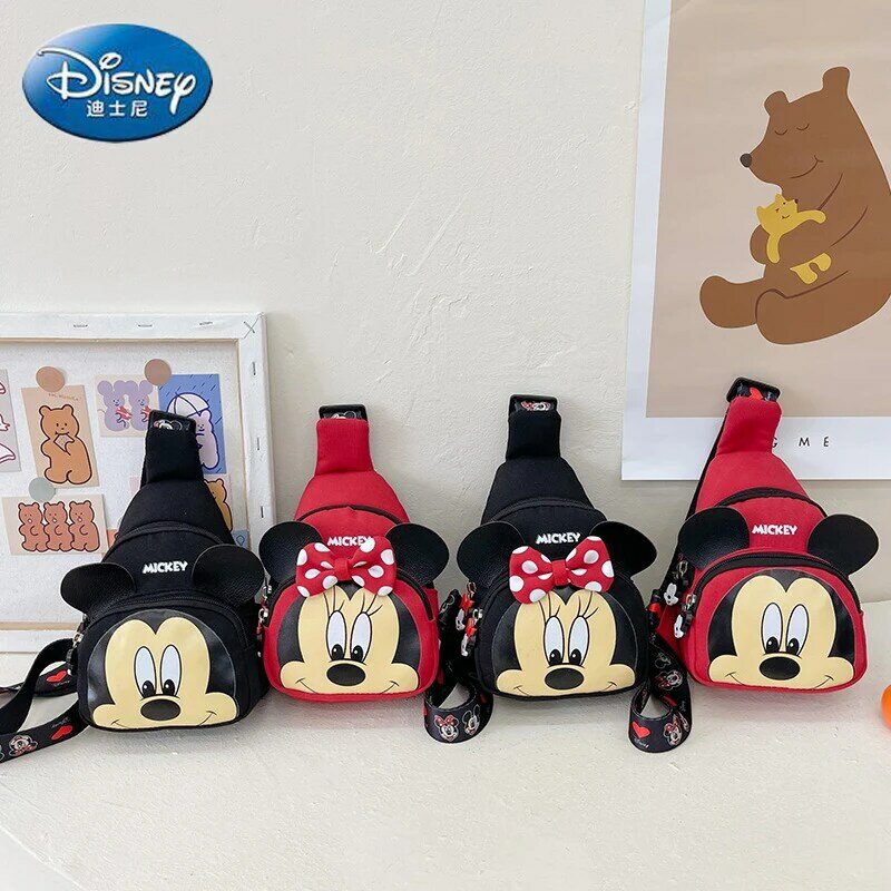 Disney Mickey 2022เด็กใหม่กระเป๋าการ์ตูนน่ารักเด็กหญิงกระเป๋าขนาดใหญ่ความจุแบรนด์หรูแฟชั่น Messenger กระเ...