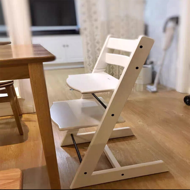 Kursi makan kayu Solid untuk anak-anak, kursi tinggi dapat diatur untuk duduk bayi