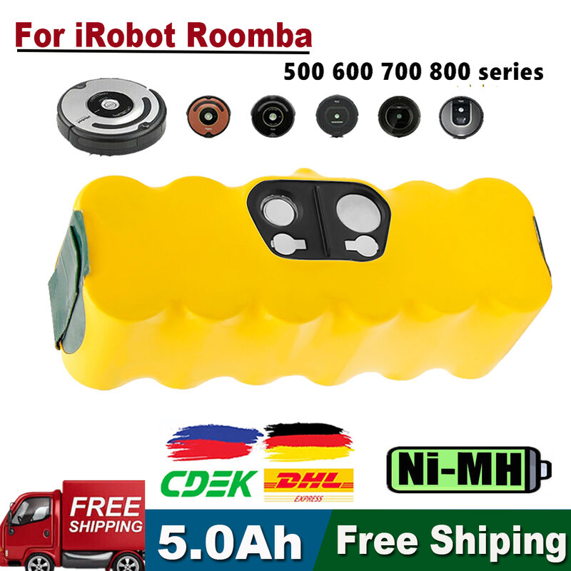Bateria para iRobot Roomba, 14.4 V, 5000mAh, 500, 600, 700, 800, 900 Series, 620, 650, 770, 780, 580