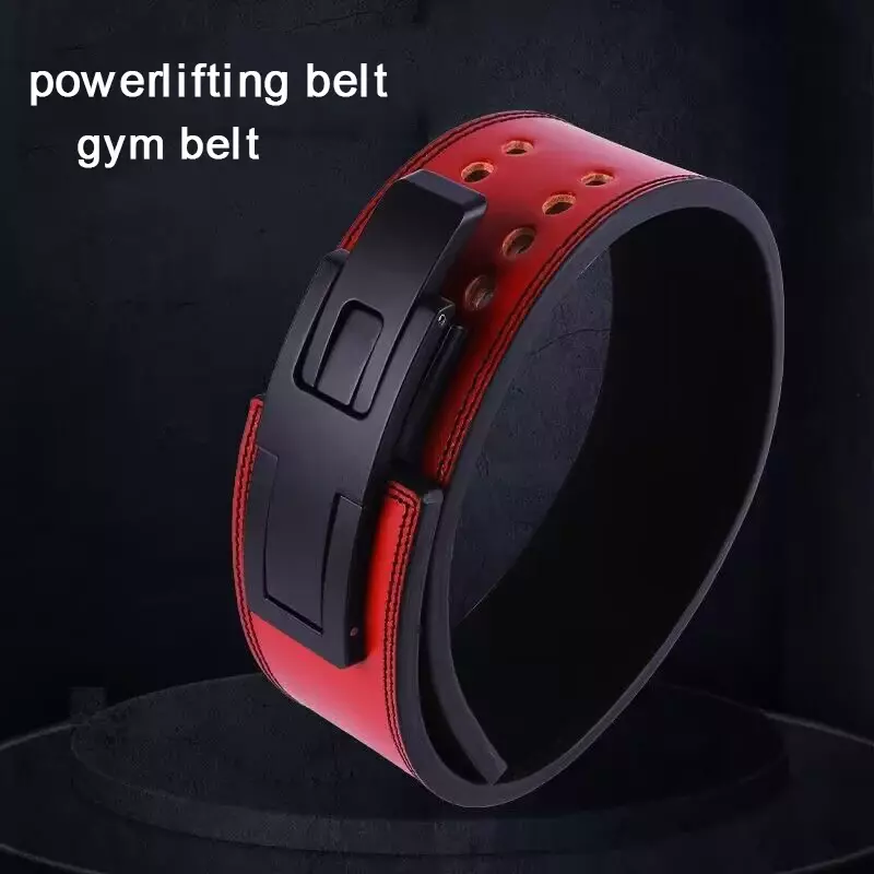 Fitness Strong Belt Squat Training Hard Pull Cowhide Powerlifting Belt Lever Buckle Weightlifting Strength Belt Waist Protector
