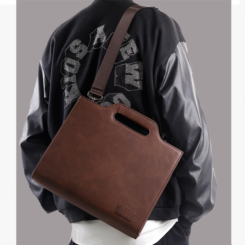 Портфель мужской кожаный в ретро-стиле, стереотипичная Сумка-конверт для iPad и документов, деловая Повседневная сумочка на молнии