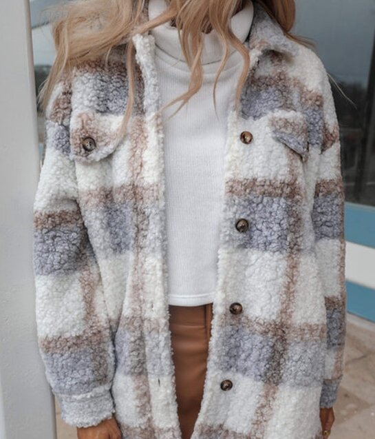 여성용 체크 무늬 재킷 상의, 2024 단색, 따뜻함, 싱글 로우 단추, 긴팔 라펠 스웨터, 가디건, 비슷한 거래 판매