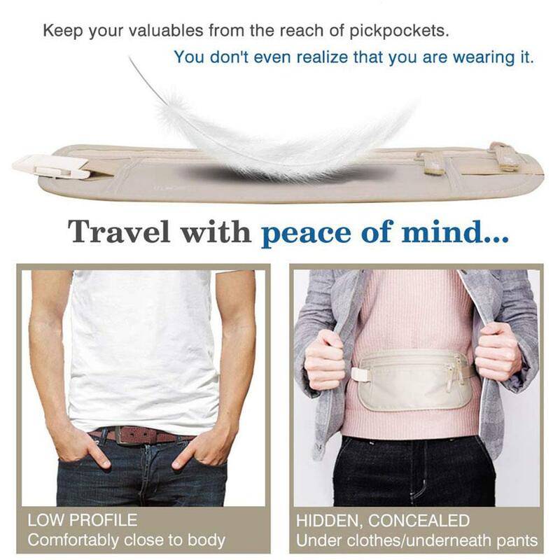 Anti-Loss cintura Bag, Carteira de Segurança, Carry Pouches, Money Belt Pouch, No 2