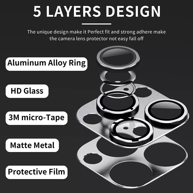 Full Cover Camera Lens Protector para iPhone, Vidro Temperado, Mini Camera Protector, 14 Pro Max, 11, 12, 13, 15