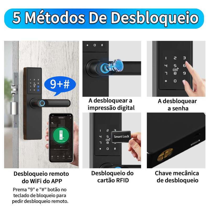 Do Brasil Tuya Wifi Electronic Door Lock Work with Digital Smart Lock App Remote Unlocking Digital Door Lock 2024 New