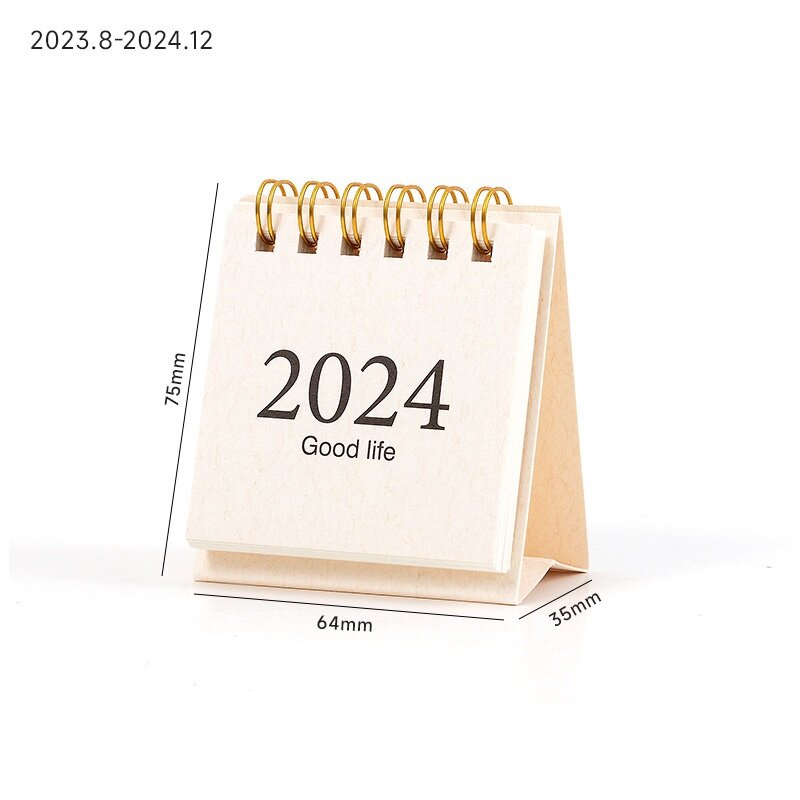 2024 Mini Desk Calendar Simple Standing Loose Leaf Calendar Desktop Decoration Daily Monthly Planner Coil Calendar Home Office