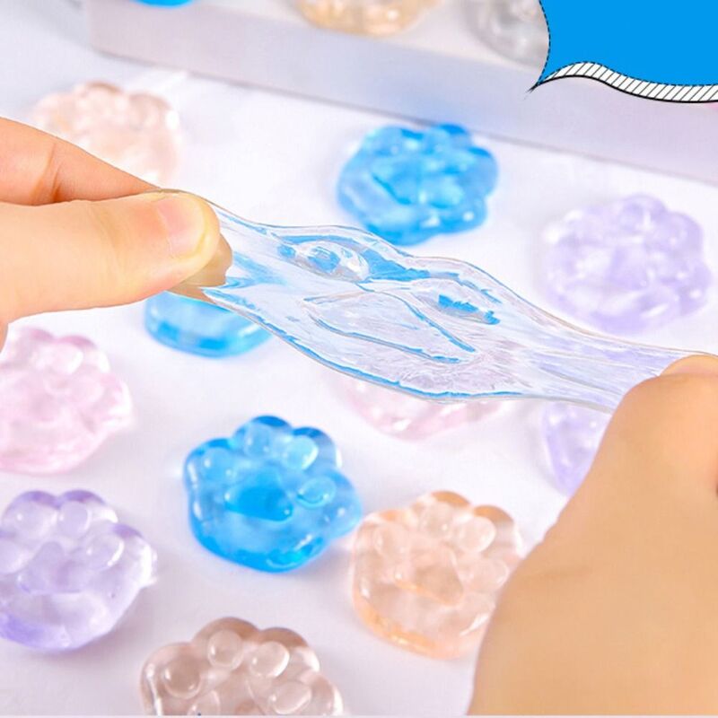 Kawaii Cat Paw Sticky Squeeze Toy Soft Realistic Jelly Glitter Transparent Cat Claw Toy Mini Cute Sensory Toy Kids Birthday Gift