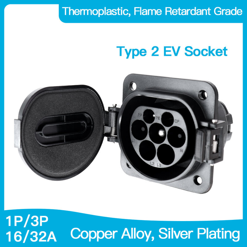 Kabel Pengisi Daya EV Adaptor Pengisi Daya Kendaraan Listrik 16A 32A EVSE Tipe Samping 2 IEC 62169-2 Soket Pria