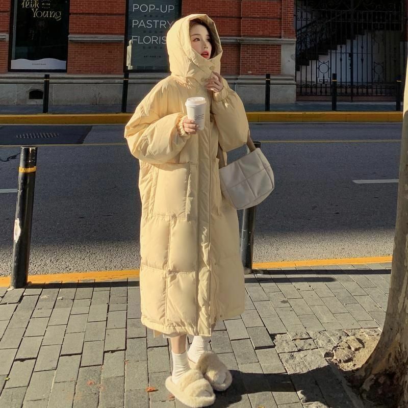2024 nuova giacca invernale da donna allungata elegante parka imbottito da donna addensato tenere in caldo piumino d'anatra bianco T592