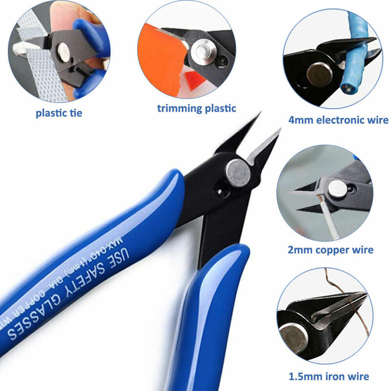 NJBLZQ-Pince en acier au carbone, coupe-câble électrique, cisailles latérales, affleurante, outils à main domestiques, bleu