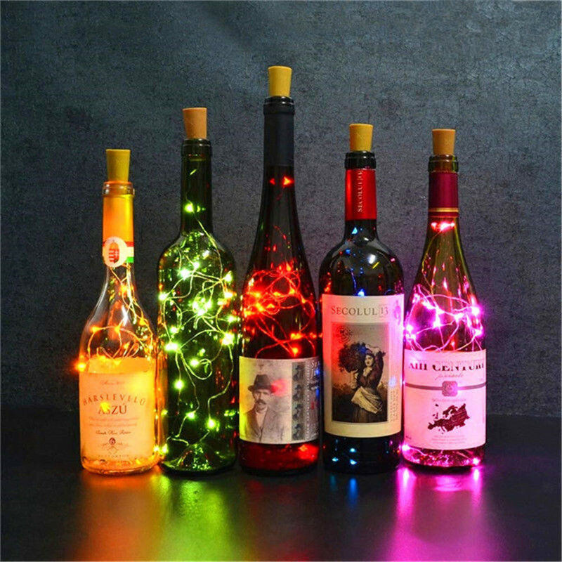 12PCS 2M Copper String Light with Bottle Stopper Cork Shaped Wine Bottle Lights Decoration for Alloween Christmas Holiday Party