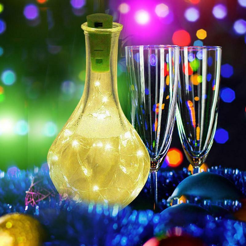زجاجة نبيذ أضواء مع الفلين عيد الميلاد أضواء الجنية أضواء مقاوم للماء بطارية تعمل الفلين سلسلة أضواء 6.5ft النحاس سلك الفلين
