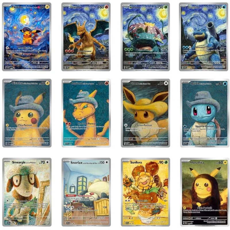 世界で有名な絵画シリーズコレクションカード、バンゴッホ美術館、ブラスツール、pikachu、チャリザードゲーム、アニメカード、ネザランズ