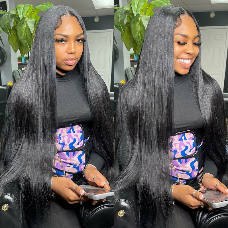 Straight Glueless Wigs Human Hair For Black Women Brazilian Lace Closure Wigs Human Hair Pre Plucked Bleached Knots Wear And Go