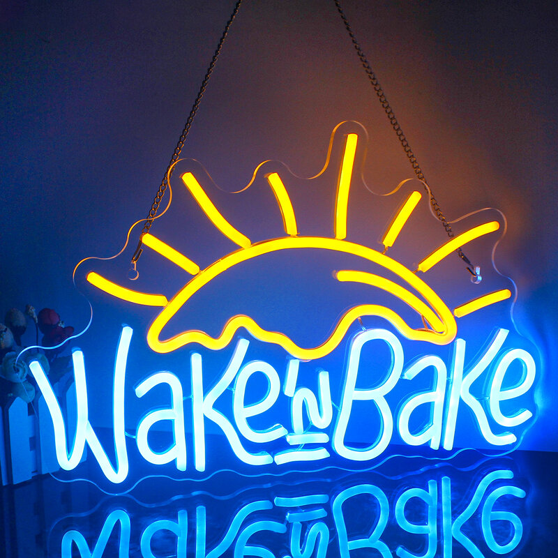 Wake's Bake letrero de neón, lámparas decorativas de pared, luz LED personalizada para dormitorio, tienda de postres, fiesta, Bar, restaurante, cocina