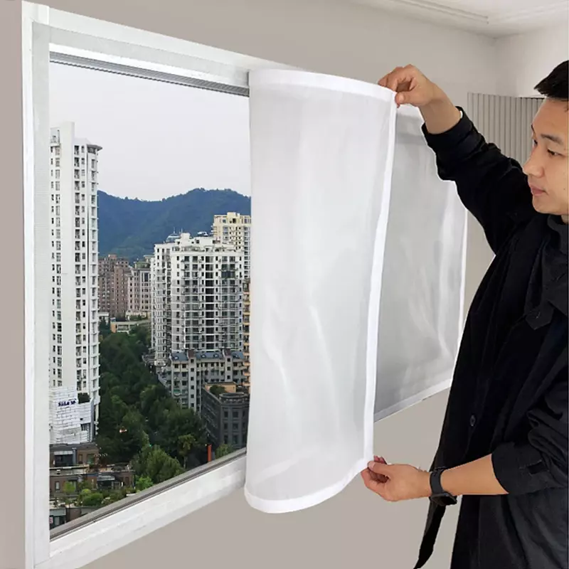 White Window Screen Mesh, Air Tulle Adjustable Summer Invisible Anti-Mosquito net Fiberglass Removable Washable Customize Screen
