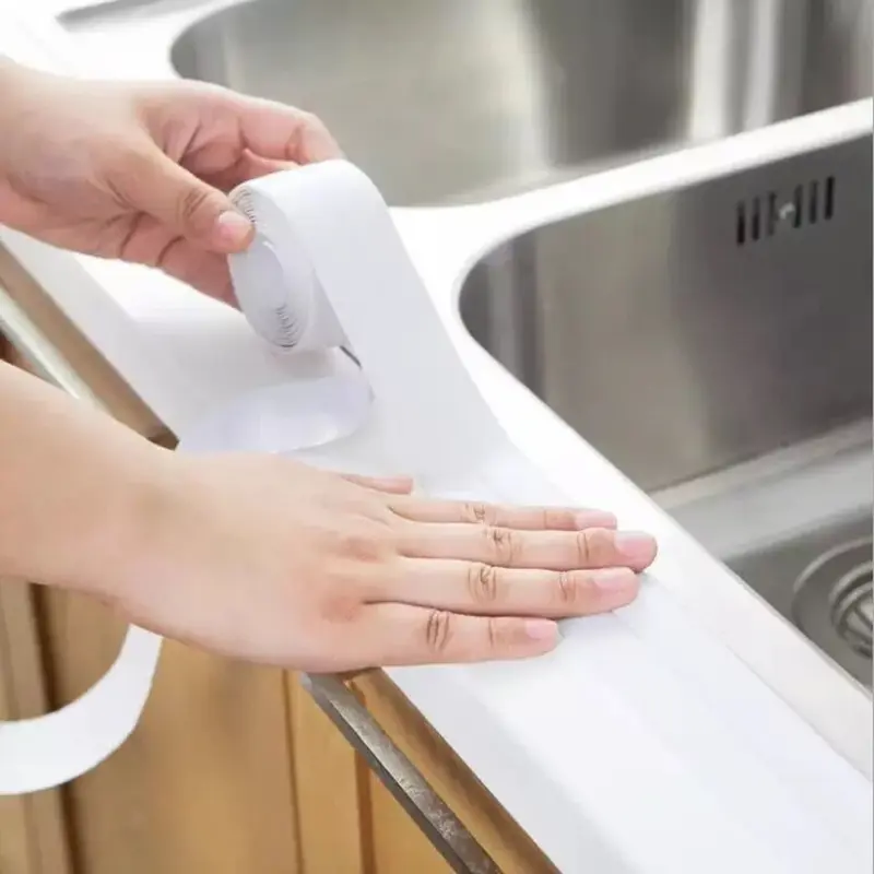 샤워 목욕 씰링 테이프 스트립 욕실 주방 씰 코크 스트립 싱크 곰팡이 방지 용 PVC 자체 접착 방수 벽 스티커