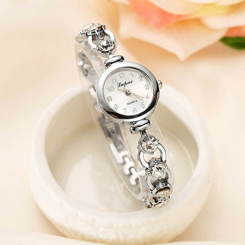 Luxo Rhinestone Wristwatch para mulheres, pulseira casual, relógios femininos, presente relógio, moda