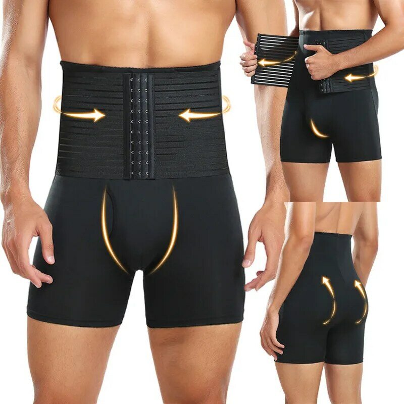 Men Slimming Tummy Control Shorts Compression High Waist Shapewear Hip Enhancer Brief Breathable Lifting Buttocks Legs Shaping