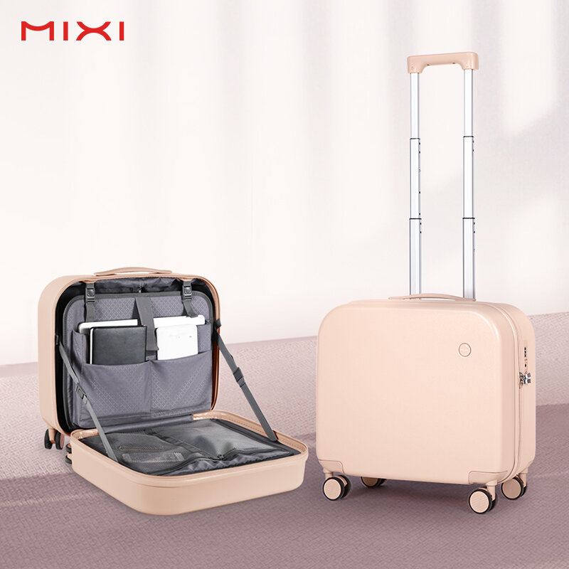 Mixi tas koper Jinjing 16 20 inci, tas perjalanan untuk wanita, koper kabin, tas beroda, 100% buah 34L, Korea