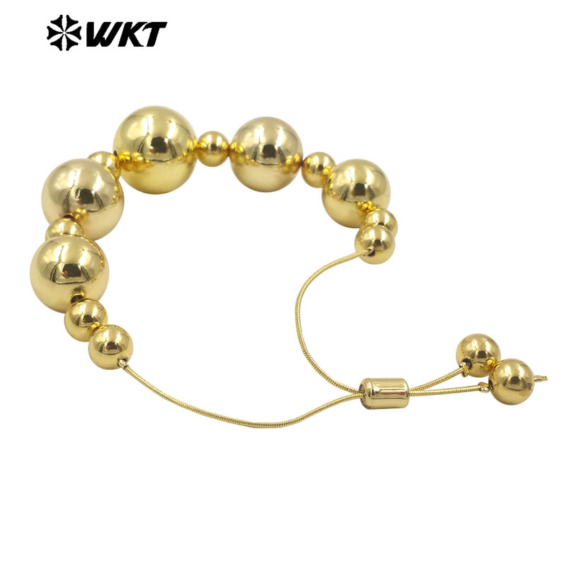 WT-JF345 WKT 2024 dobra żółta łańcuszek mosiężny bransoletka okrągły koralik kobiety fajny prezent biżuteria ładne akcesoria imprezowe