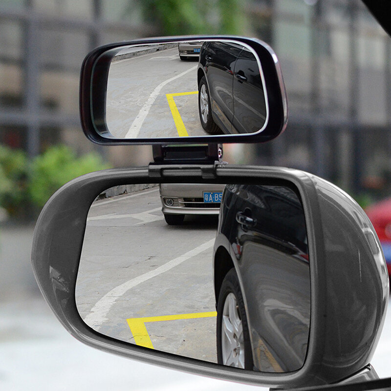 Cermin mobil sudut Universal, aksesori parkir kaca samping terbalik, kaca titik buta lebar dapat disesuaikan
