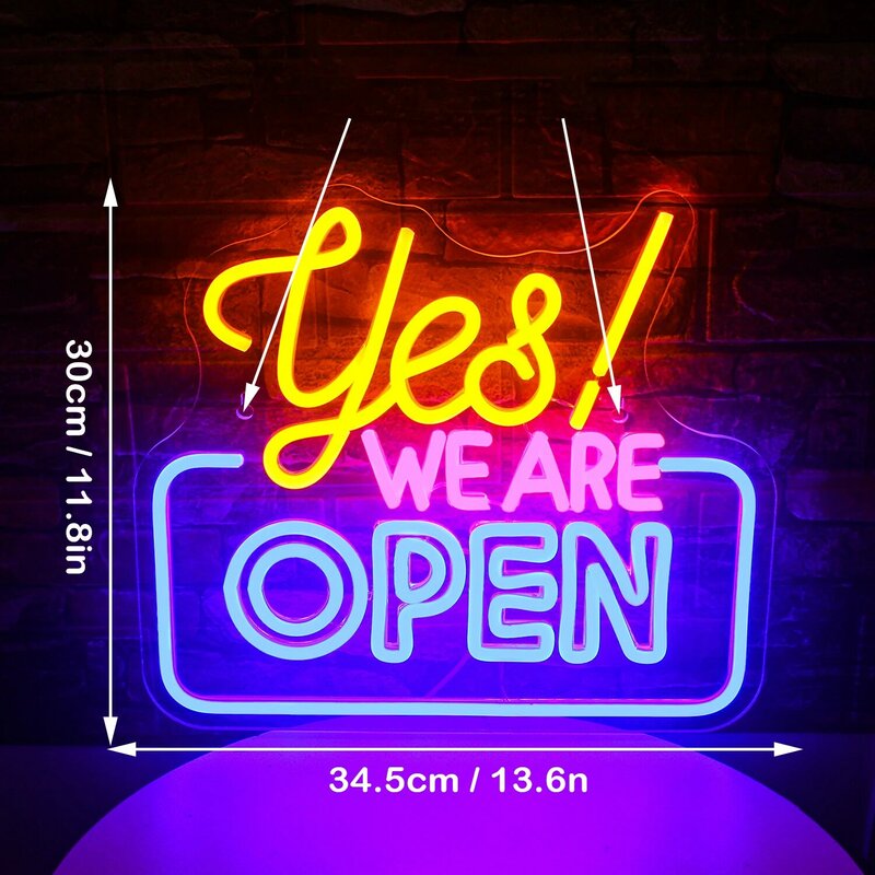 Yes We Are Open Neon Sighs LED Lights Wall Lamp For Shop Coffee Bar Cafe Club Bar Aesthetic Welcome Light Up Sigh Wall Art Logo