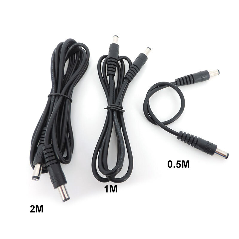 10pcs 0.5m/1M/2M 12V DC Power supply Connector Extension Cable Male To Male Plug 5.5 x 2.1mm CCTV Camera Adapter Cords L1