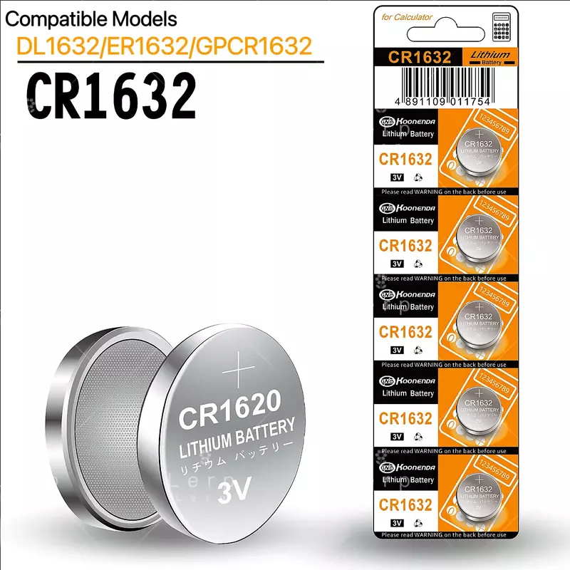 Pile bouton électronique au lithium, modèle compatible, DL1632, ER1632, GPCR1632, 3V