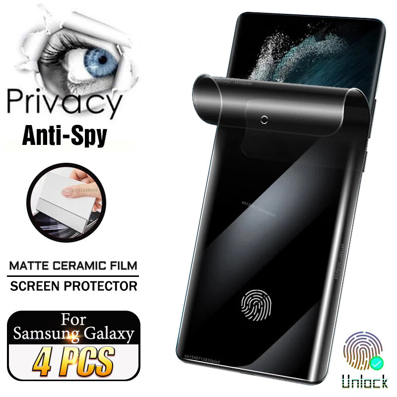 Matte Ceramic Privacy Film For Samsung Galaxy S24 S23 S22 S21 S20 Plus Ultra Anti-Spy Screen Protectors Note 20 10 9 S10 FE 5G