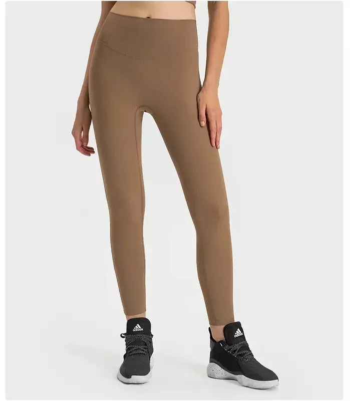 Lemon Align legging olahraga pinggang tinggi, pakaian wanita celana ketat Yoga kain bergaris