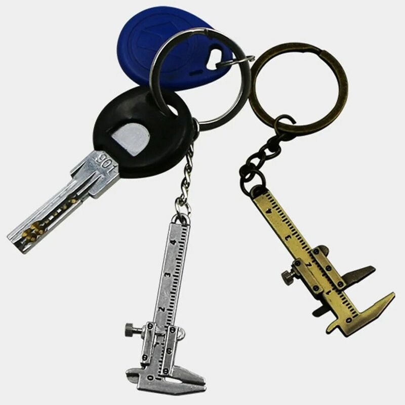 Portable 0-4cm Mini Vernier Calipers Keychain Measuring Gauging Tools Key Ring Style Simulation Model Ruler Vernier Caliper