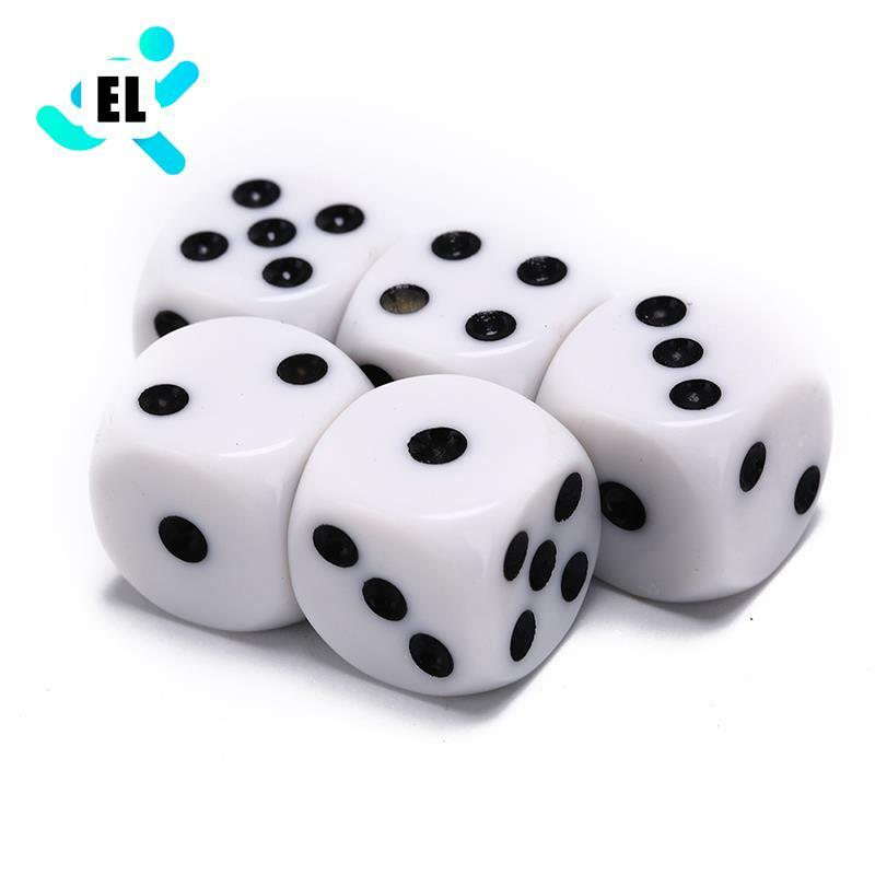 10mm/16mm Drinking Dice Acrylic White Round Corner Hexahedron Dice Club Party Table Playing Games RPG Dice Set 5Pcs/Lot
