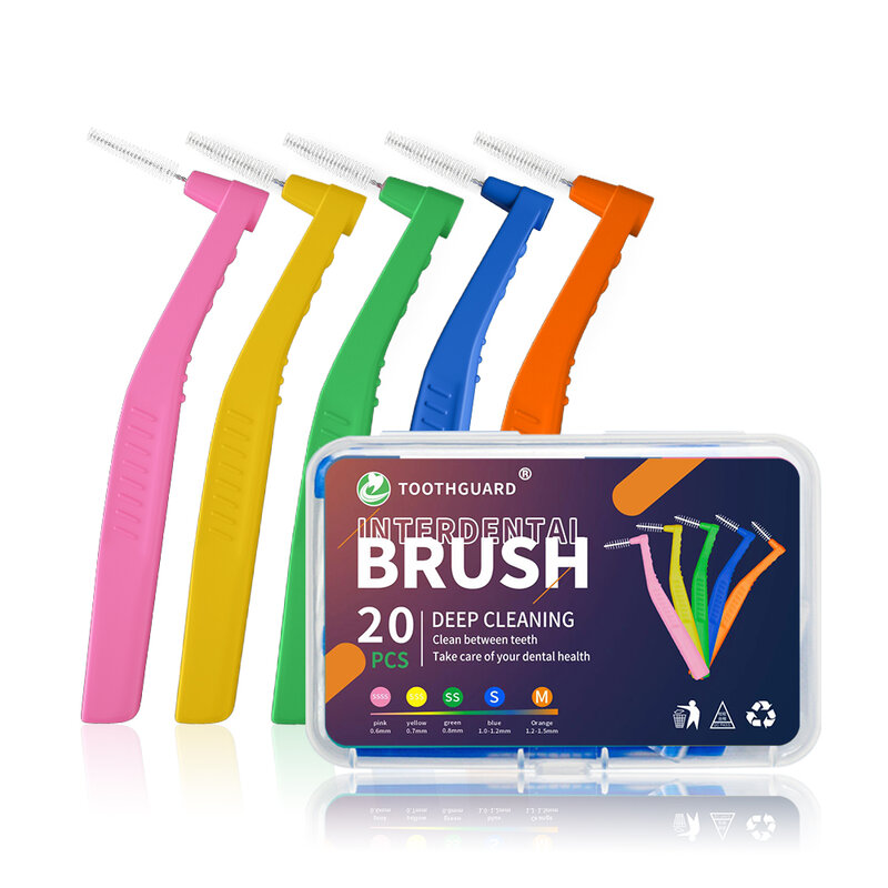 Brosse interdentaire pour nettoyage orthodontique entre les dents, Mini brosse avec couvercle anti-poussière, hygiène buccale, 20 pièces