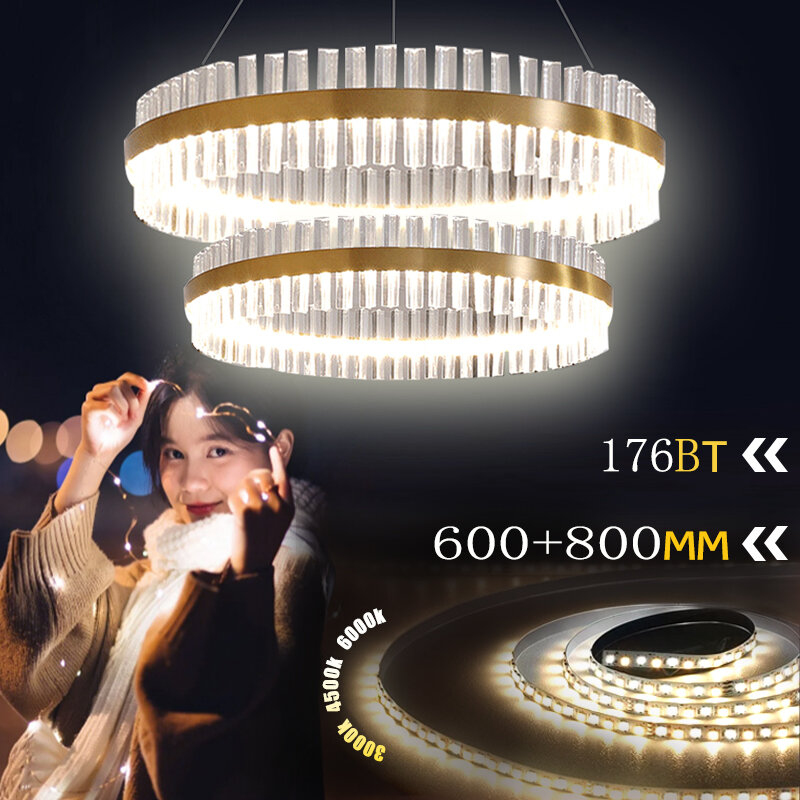 โคมไฟคริสตัล LED สำหรับห้องนอนห้องนั่งเล่นโคมไฟระย้าเพดานโรงแรม lampu gantung Kristal อพาร์ทเมนต์แสงสีทอง