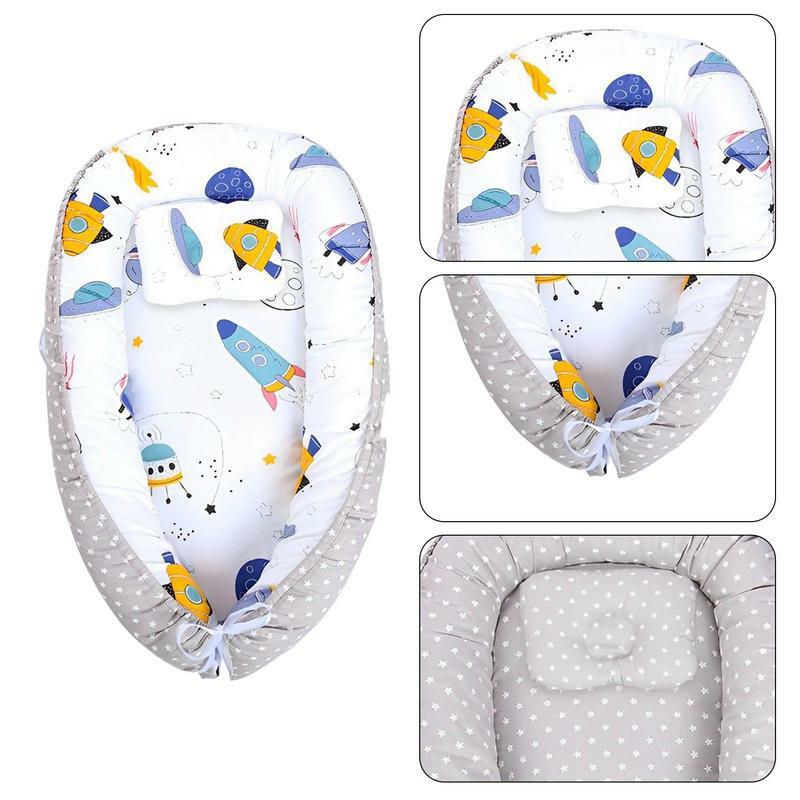 신생아 라운저 기계 세척 가능 아기 둥지 커버, 휴대용 유아 바닥 시트, 남아 및 여아용 아기 둥지 커버