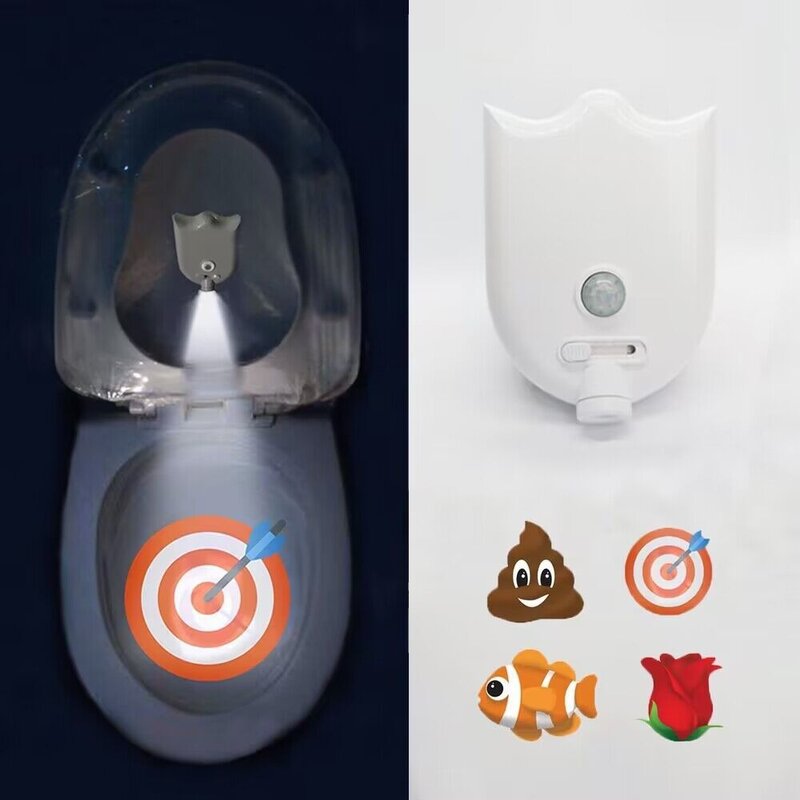 Led Light Projectie Toilet Nachtlampje Cartooneske Toiletbrillen Wc Licht Abs Menselijke Bewegingssensor Doelprojectie Licht