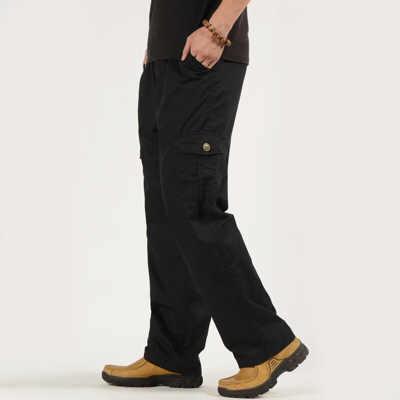 2024 мужские рабочие брюки, весенние повседневные однотонные тактические брюки Gargo с несколькими карманами, уличные брюки для альпинизма и рыбалки