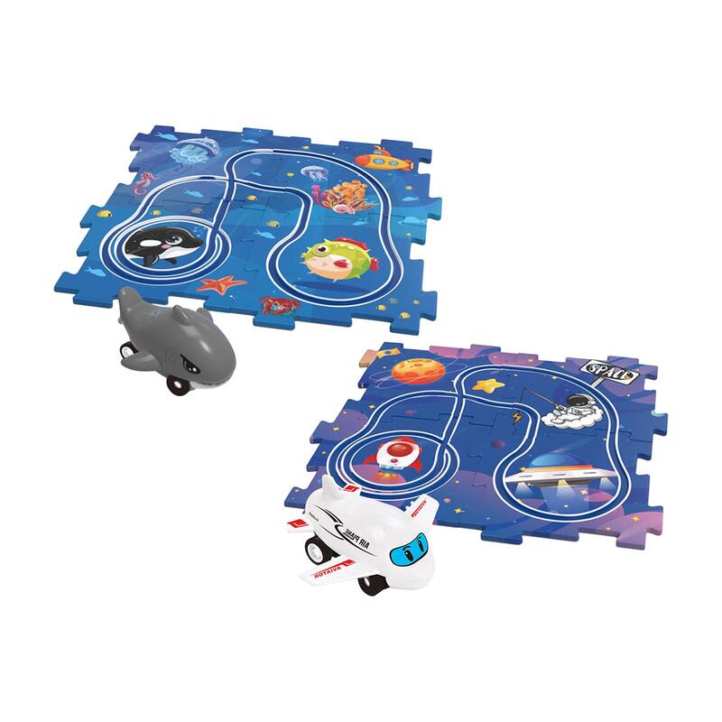 Puzzle Track Car Play Set, Educacional, Coordenação Eye Mão, Natal Presente, Rail Car Puzzles Board, Brinquedo de construção com veículos