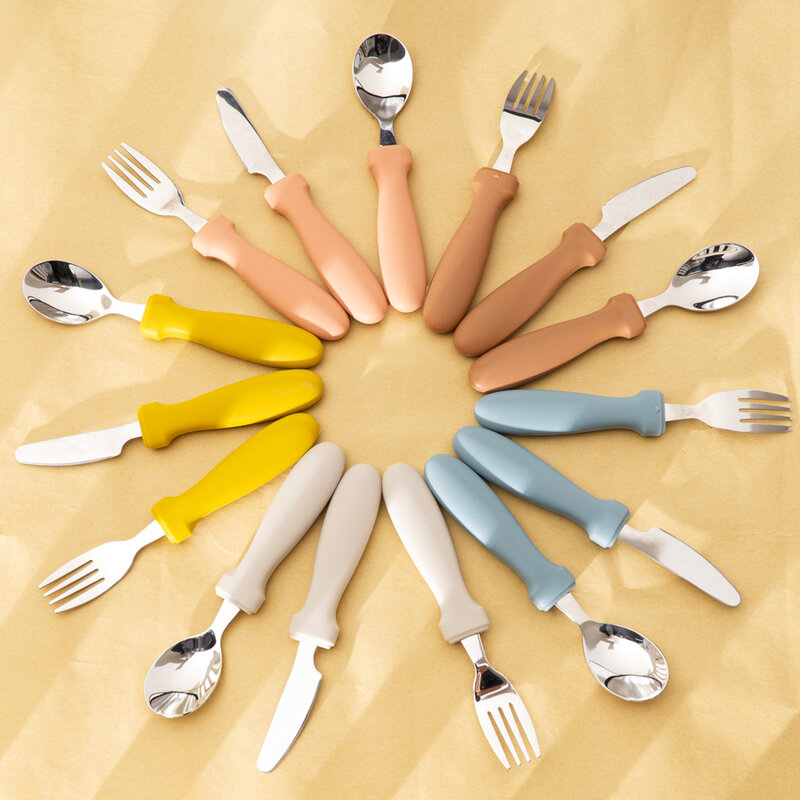 Set di coltelli da forchetta per cucchiaio da tavola per bambini in acciaio inossidabile per neonati cucchiaio da Dessert per bambini gadget per bambini posate per alimenti roba per bambini