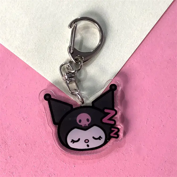 Kawaii Sanrio Kuromi Schlüssel Kette doppelseitige Transparent Acryl Mädchen Tasche Schlüssel Anhänger Emoticon Freundin Kinder Geburtstag Geschenk