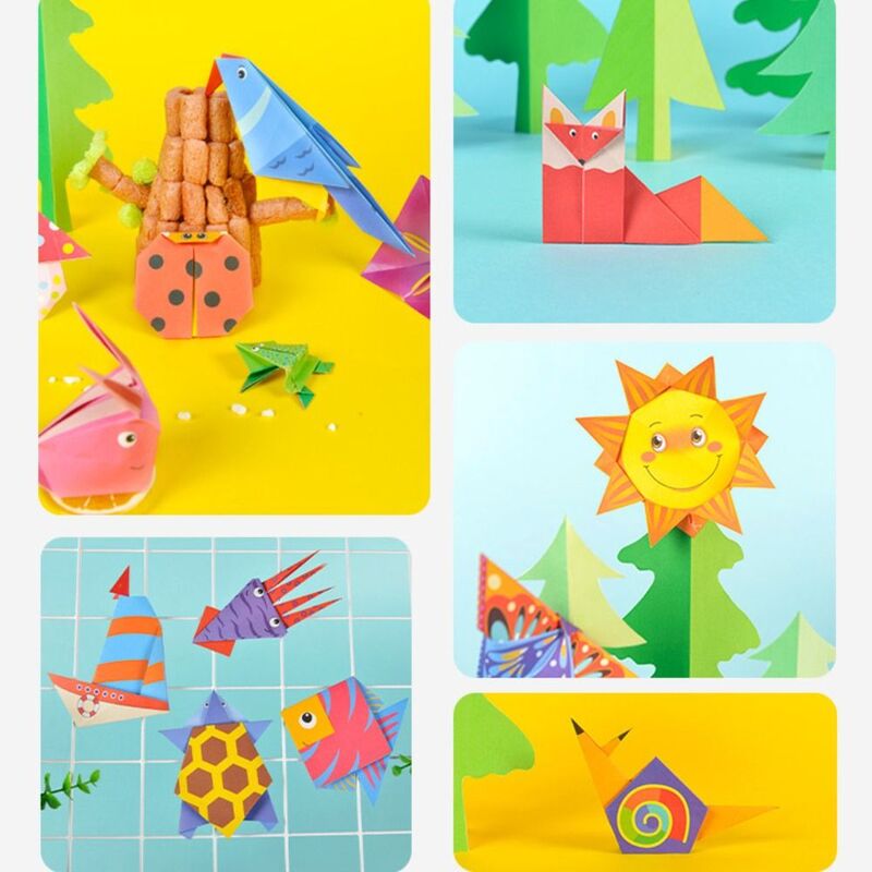 Papel de Origami educativo de animales de dibujos animados, manualidades Montessori