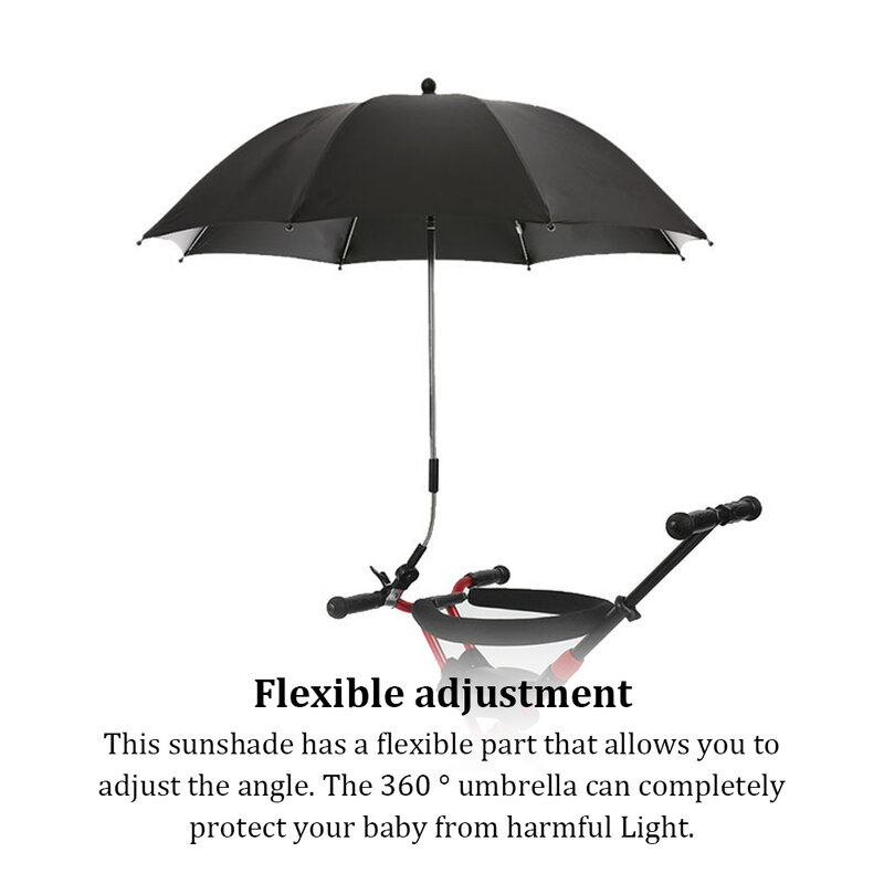 Destacável Folding Baby Stroller Umbrella, Infantil Buggy Pram Pushchair Parasol Capa, Pára-sol, Chuva Proteção Canopy, Preto