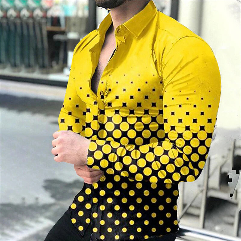 남성용 장미 3D 프린팅 크리에이티브 긴팔 라펠 단추 업 셔츠, 여름 레저 휴가 스트리트 남성 의류, 2024 신제품