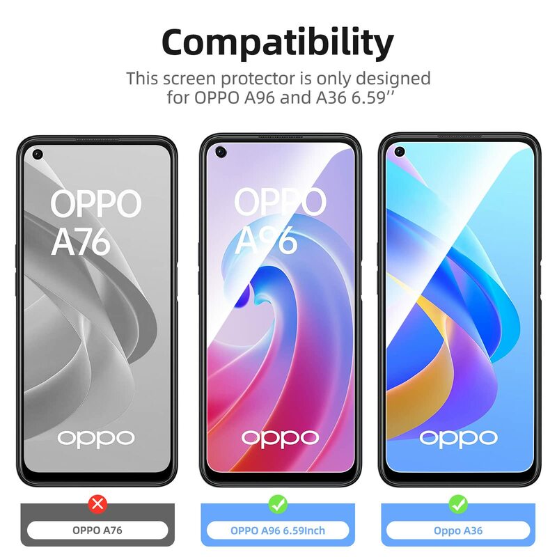 Oppo a96用強化ガラススクリーンプロテクター,透明,傷防止,フレンドリー,送料無料,hd 9h