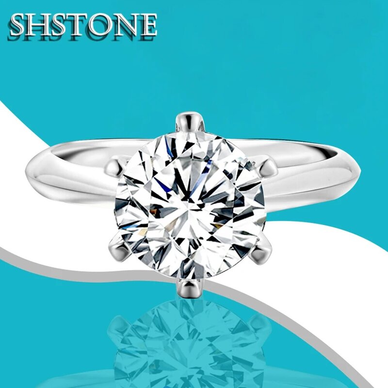SHSTONE 3 Carat D kolor Moissanite pierścionki dla kobiet 100% s925 szterling Sliver diamentowy pierścionek prezent biżuteria z certyfikatem GRA