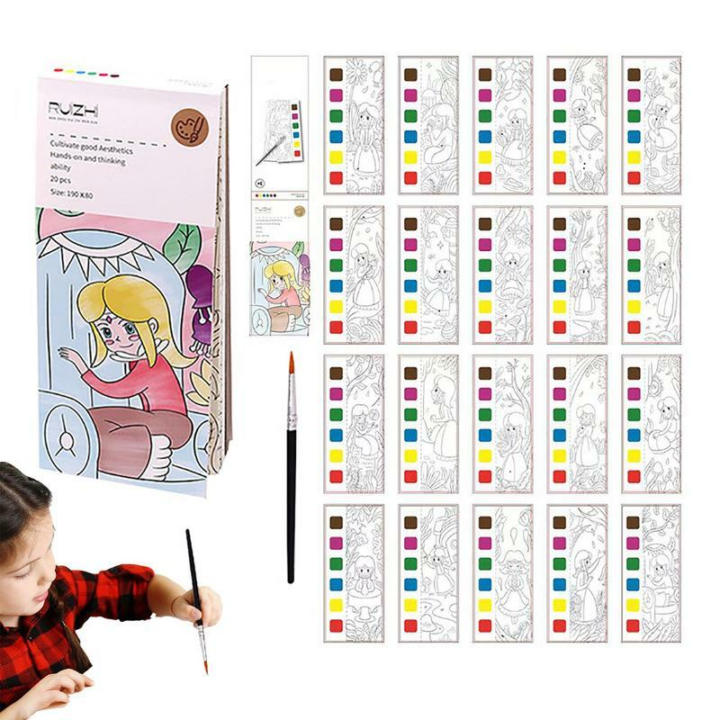 Pocket Watercolor Painting Book For Kids Instructional Kids Watercolor Books Water Coloring Book Set DIY Painting Tools Painting