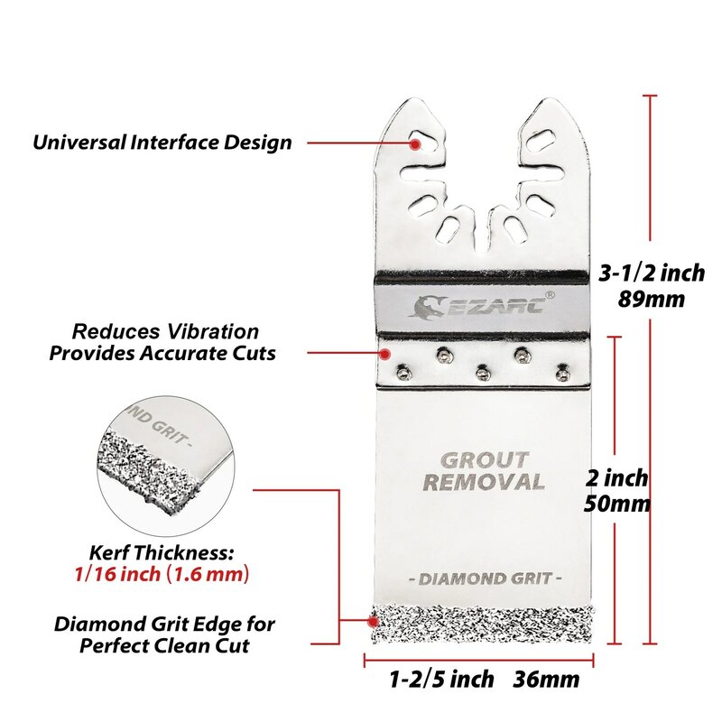 Алмазный Осциллирующий Инструмент EZARC, лезвие для утопленной резки, многофункциональные пильные диски для удаления раствора и мягкой резки плитки, 3 шт.