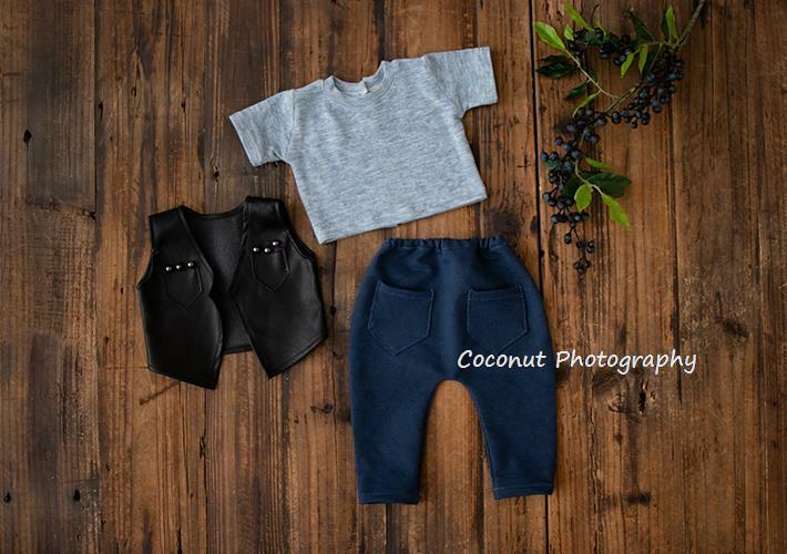 Bonito rock terno jaqueta de couro harlan calças roupas recém-nascidos fotografia adereços estúdio foto do bebê
