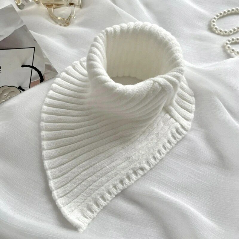 Ribbed Knit Turtleneck Dickey Faux Collar Solid Color Detachable Windproof Scarf
